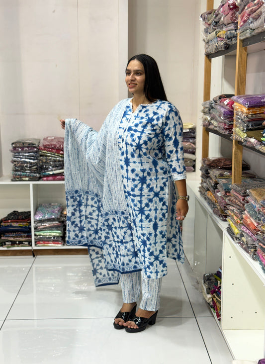 STRAIGHT KURTI PANT DUPATTA (CAMRIC COTTON)