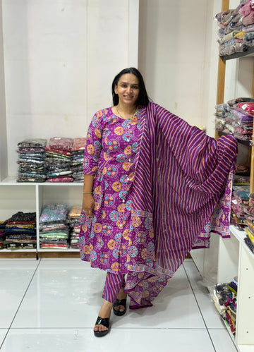 ROUND KURTI PANT DUPATTA (CAMRIC COTTON)