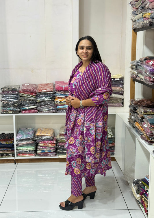 ROUND KURTI PANT DUPATTA (CAMRIC COTTON)