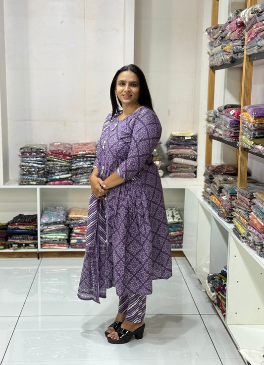 ROUND KURTI PANT DUPATTA (CAMRIC COTTON)