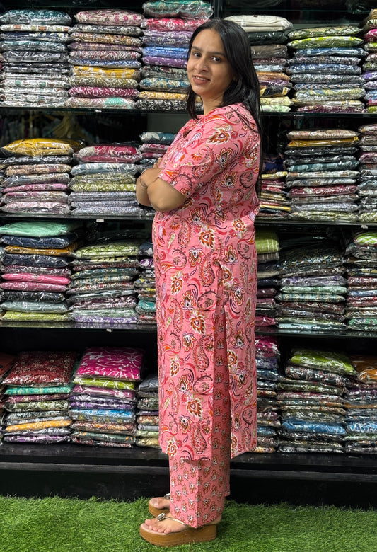 STRAIGHT KURTI-PLAZO (PURE CAMRIC COTTON)