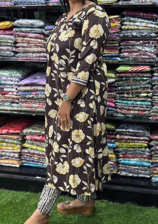 ALINE KURTI-PANT (PURE CAMRIC COTTON)