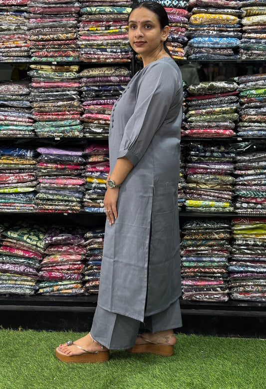 STRAIGHT KURTI-PLAZO (FLEX COTTON)