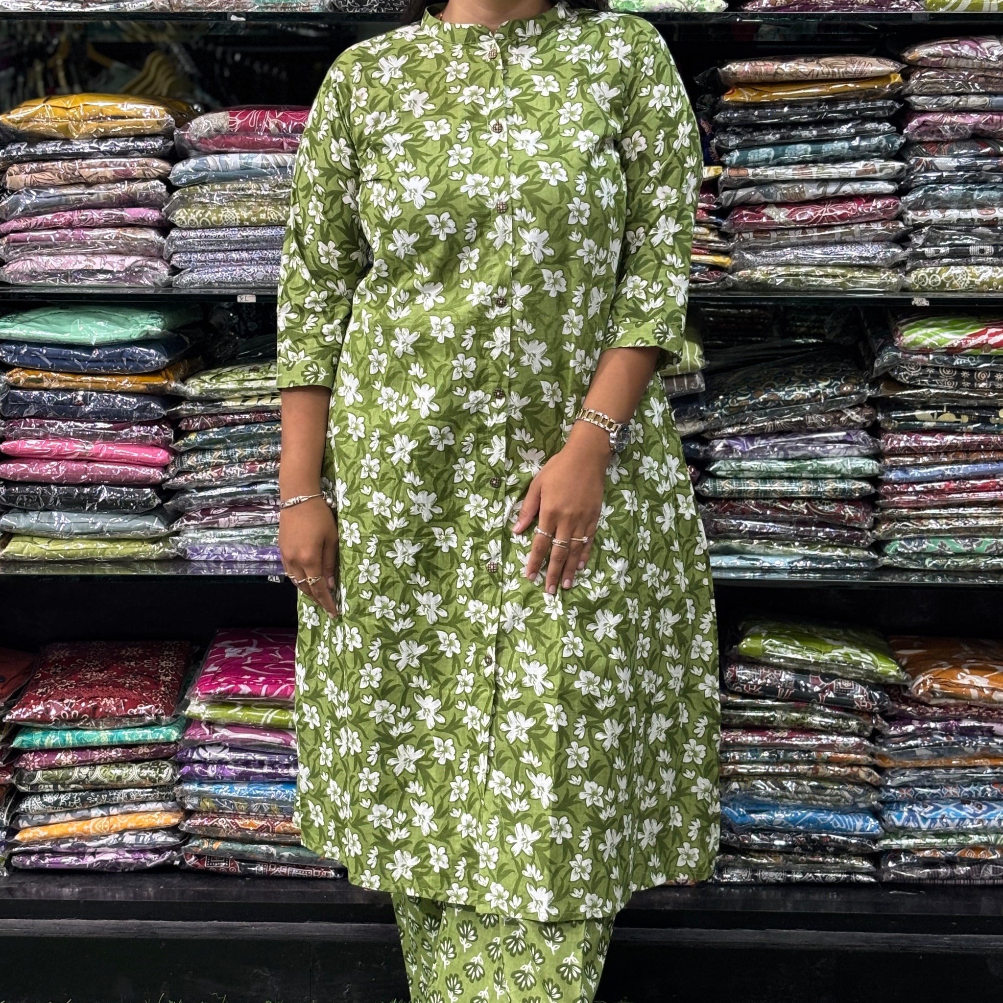 ALINE KURTI-PLAZO (PURE CAMRIC COTTON)