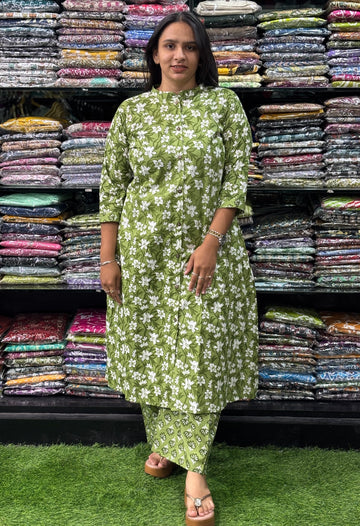 ALINE KURTI-PLAZO (PURE CAMRIC COTTON)