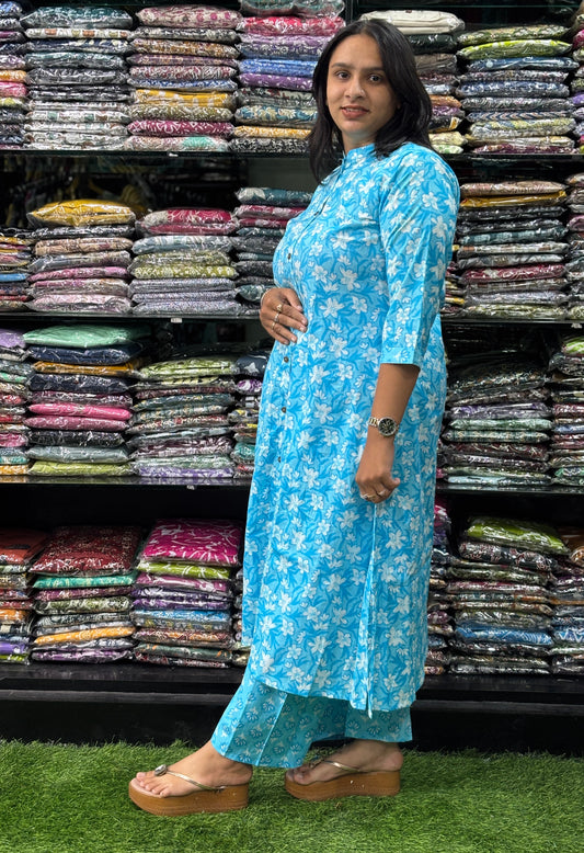 ALINE KURTI-PLAZO (PURE CAMRIC COTTON)