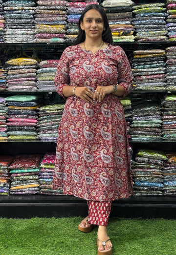 ALINE KURTI-PANT (PURE CAMRIC COTTON)