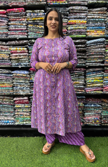 PURE COTTON ALINE ROUND NECK KURTI  WITH PLAZO