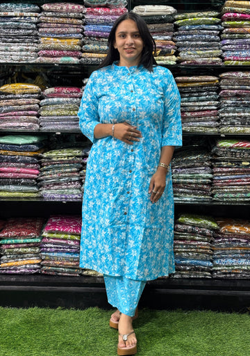 ALINE KURTI-PLAZO (PURE CAMRIC COTTON)