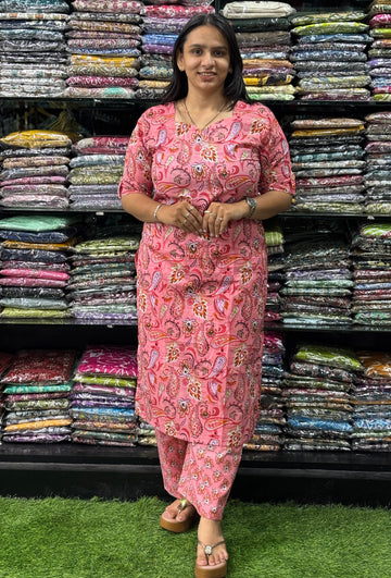 STRAIGHT KURTI-PLAZO (PURE CAMRIC COTTON)