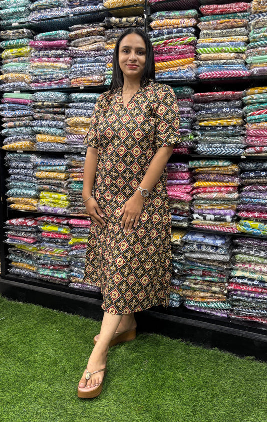 PURE COTTON ALINE  KURTI