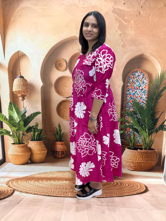 ROUND ALINE KURTI (PURE CAMRIC COTTON)