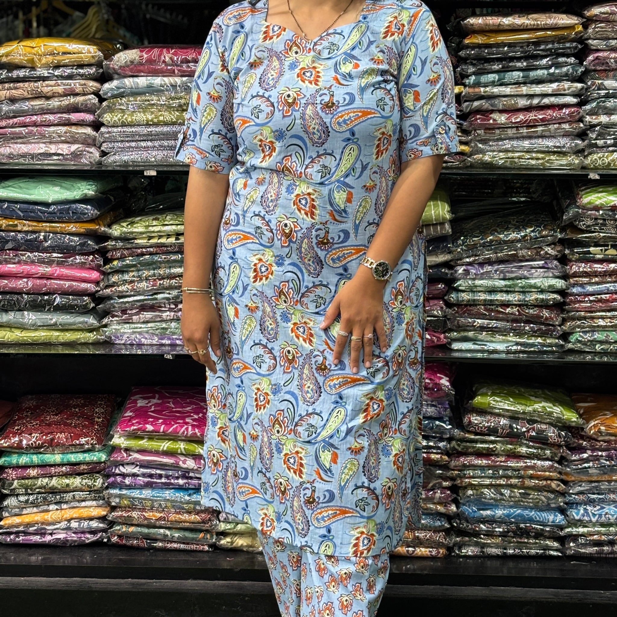 STRAIGHT KURTI-PLAZO (PURE CAMRIC COTTON)