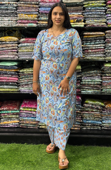 STRAIGHT KURTI-PLAZO (PURE CAMRIC COTTON)