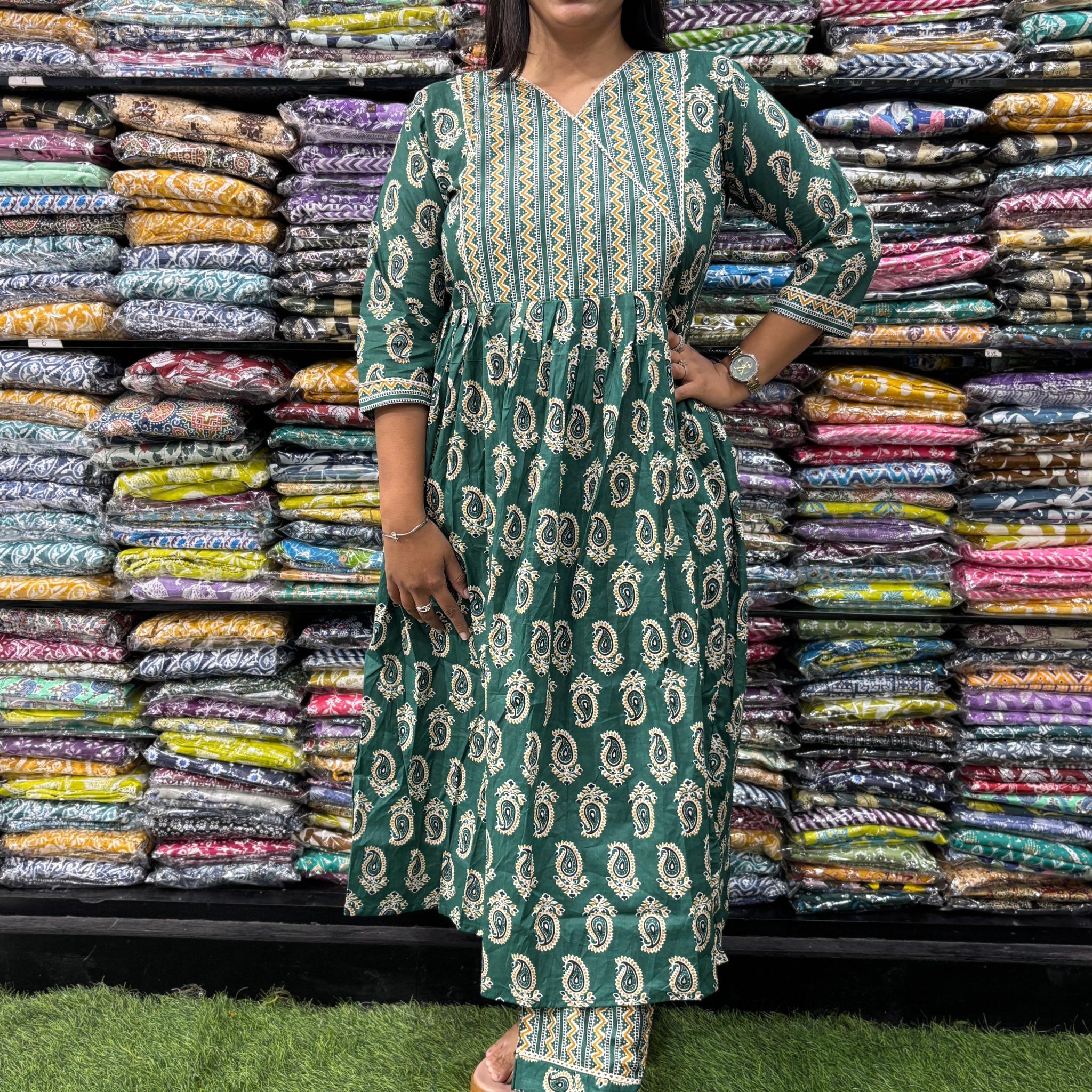 PURE COTTON ROUND KURTI WITH LINING  &  PANT