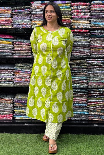 ALINE KURTI-PLAZO (PURE CAMRIC COTTON)