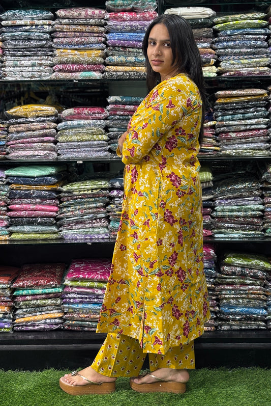 ALINE KURTI-PLAZO (PURE CAMRIC COTTON)