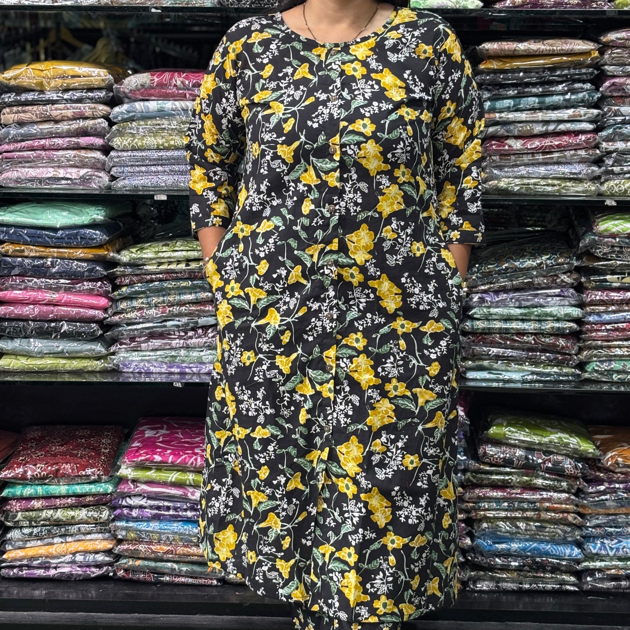 ALINE KURTI-PLAZO (PURE CAMRIC COTTON)