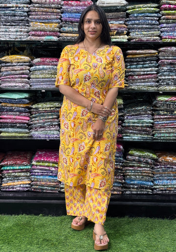 STRAIGHT KURTI-PLAZO (PURE CAMRIC COTTON)