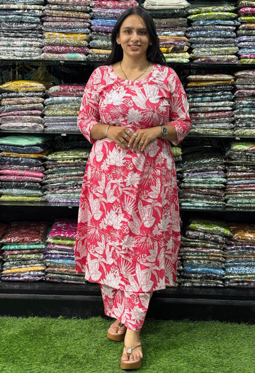 ALINE KURTI-PLAZO (PURE CAMRIC COTTON)