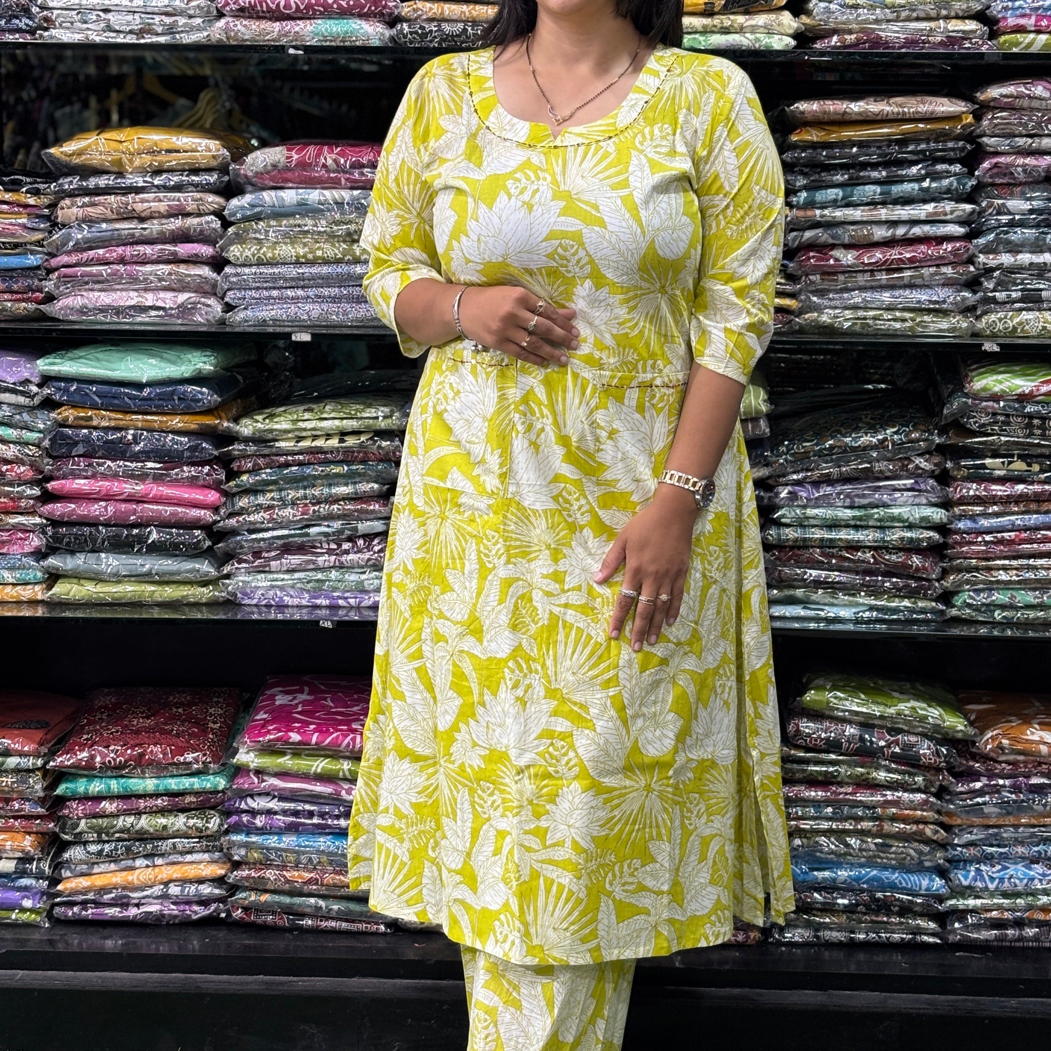 ALINE KURTI-PLAZO (PURE CAMRIC COTTON)