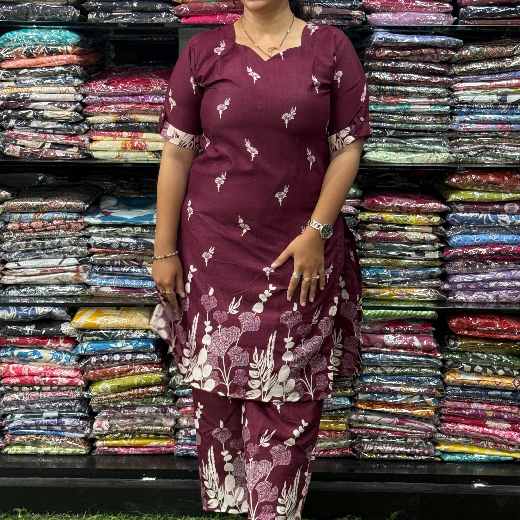 STRAIGHT KURTI WITH PLAZO (MIX MAGIC COTTON)