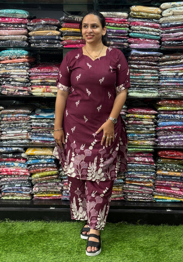 STRAIGHT KURTI WITH PLAZO (MIX MAGIC COTTON)