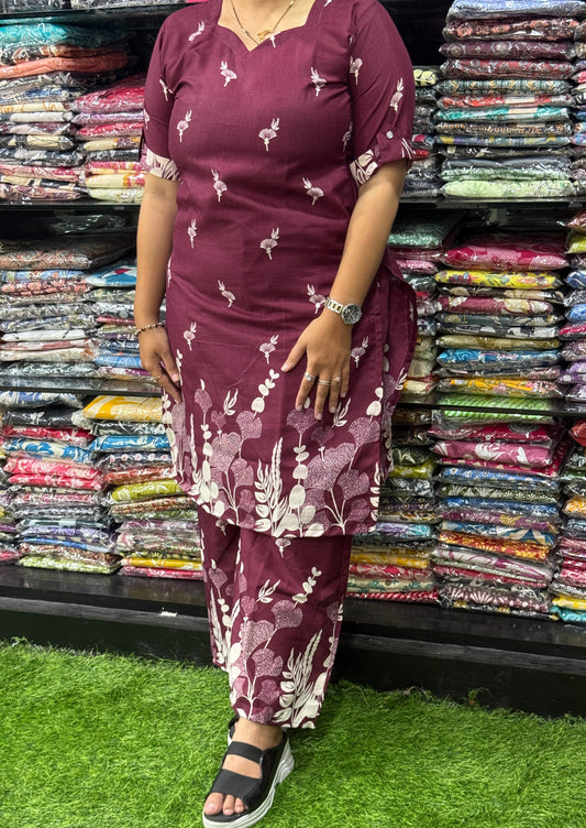 STRAIGHT KURTI WITH PLAZO (MIX MAGIC COTTON)