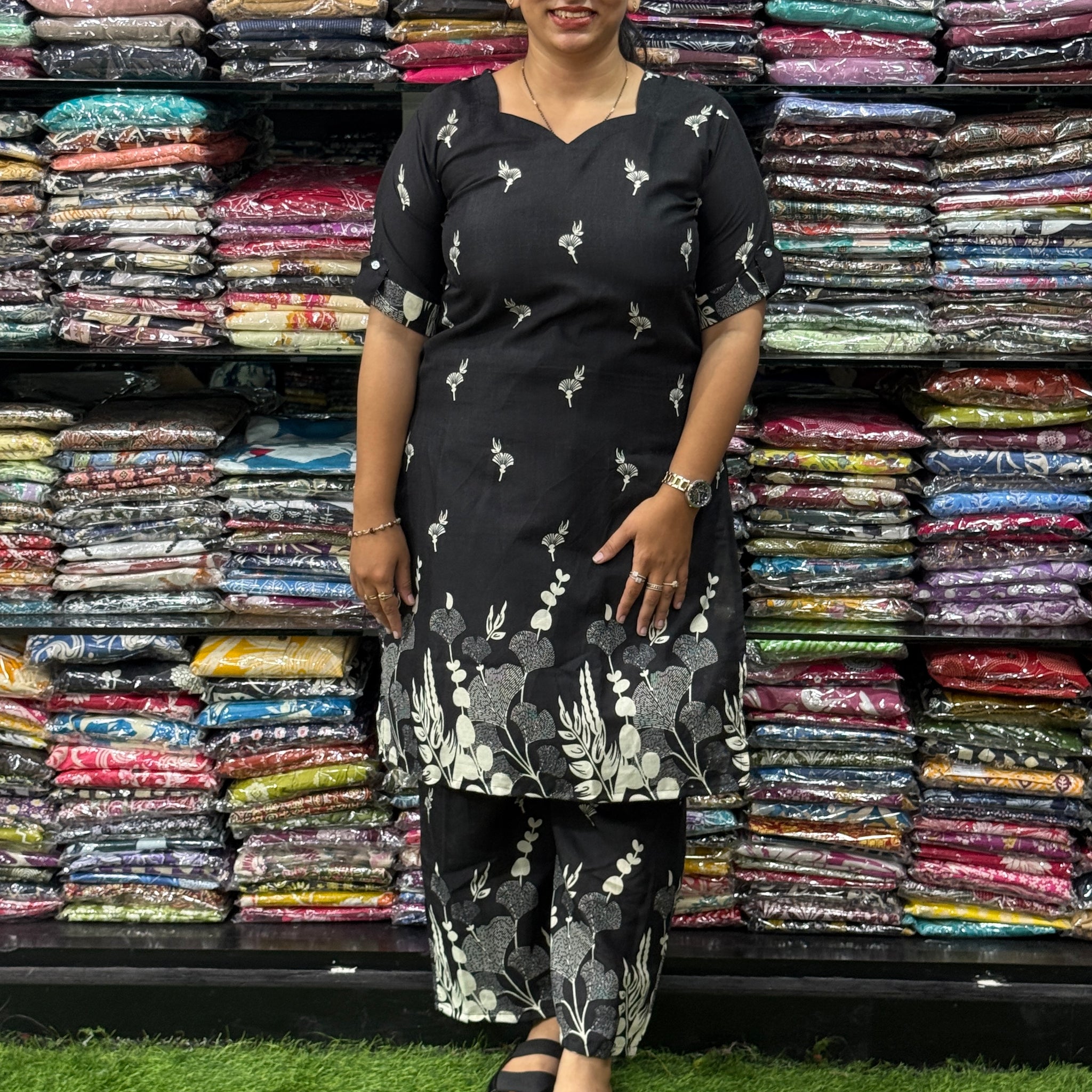 STRAIGHT KURTI WITH PLAZO (MIX MAGIC COTTON)