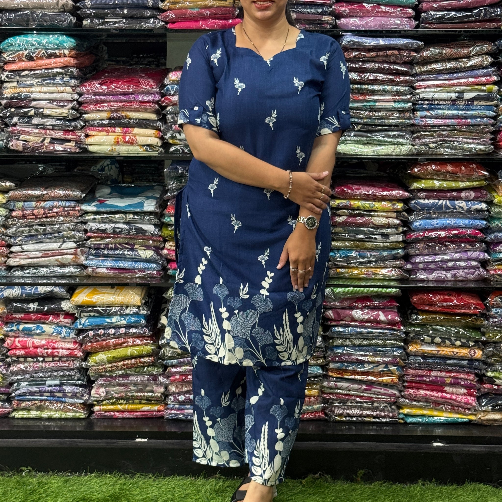 STRAIGHT KURTI WITH PLAZO (MIX MAGIC COTTON)