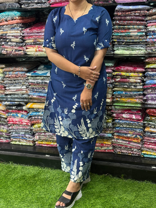 STRAIGHT KURTI WITH PLAZO (MIX MAGIC COTTON)