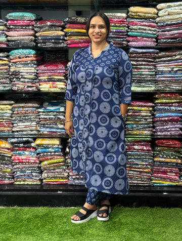 ALINE KURTI WITH PANT ( PURE CAMRIC COTTON,WITH WORK)