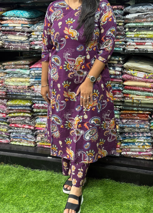 ALINE KURTI WITH PLAZO ( PURE CAMRIC COTTON)