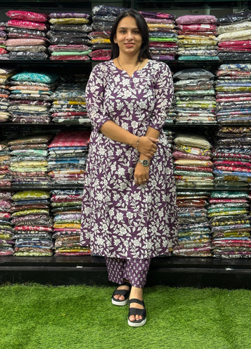 ALINE KURTI WITH PLAZO ( PURE CAMRIC COTTON)