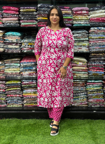 ALINE KURTI WITH PLAZO ( PURE CAMRIC COTTON)