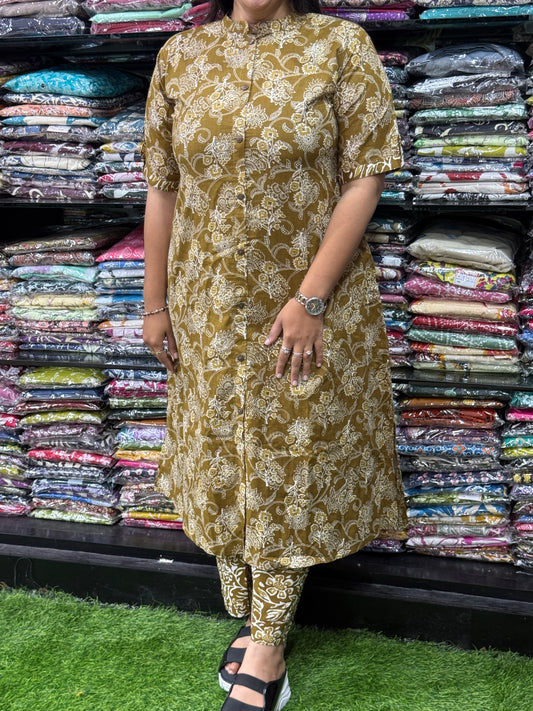 ALINE KURTI WITH PLAZO (PURE CAMRIC COTTON)
