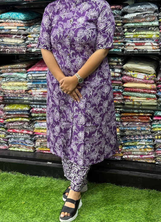 ALINE KURTI WITH PLAZO (PURE CAMRIC COTTON)
