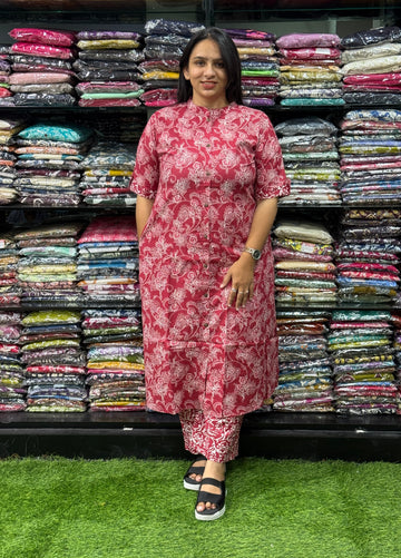 ALINE KURTI WITH PLAZO (PURE CAMRIC COTTON)