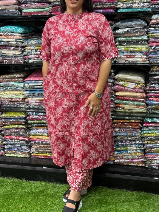 ALINE KURTI WITH PLAZO (PURE CAMRIC COTTON)