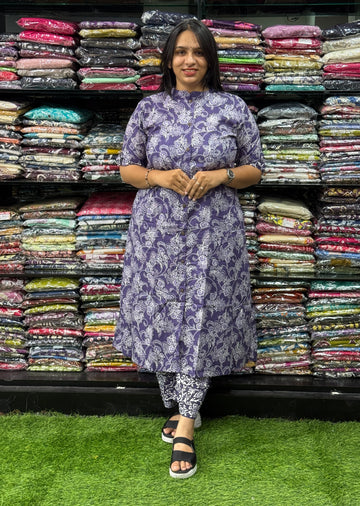 ALINE KURTI WITH PLAZO (PURE CAMRIC COTTON)