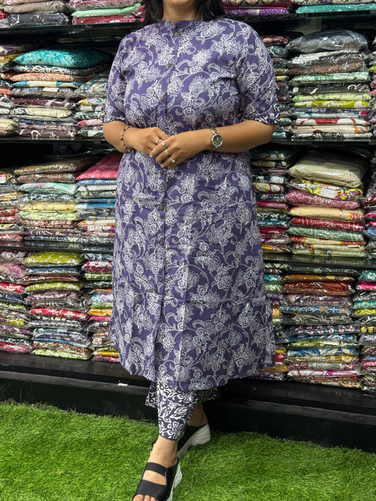 ALINE KURTI WITH PLAZO (PURE CAMRIC COTTON)