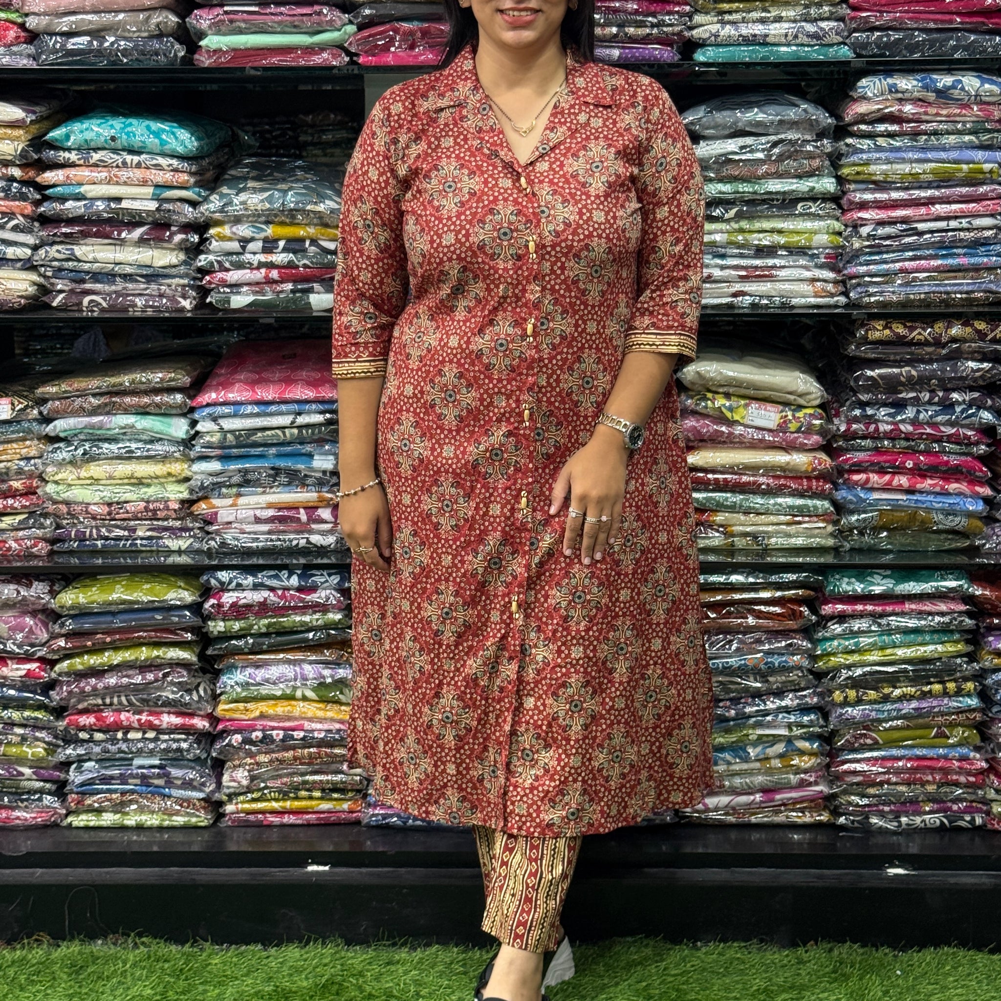 ALINE KURTI WITH PANT (PURE CAMRIC COTTON)