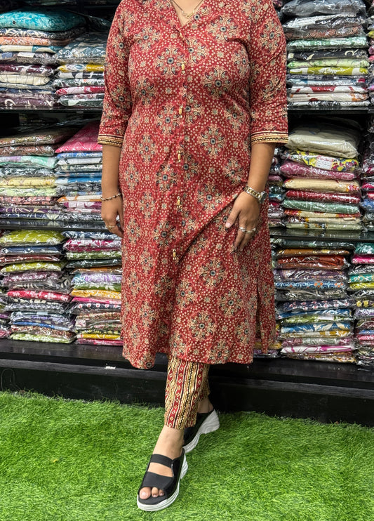 ALINE KURTI WITH PANT (PURE CAMRIC COTTON)