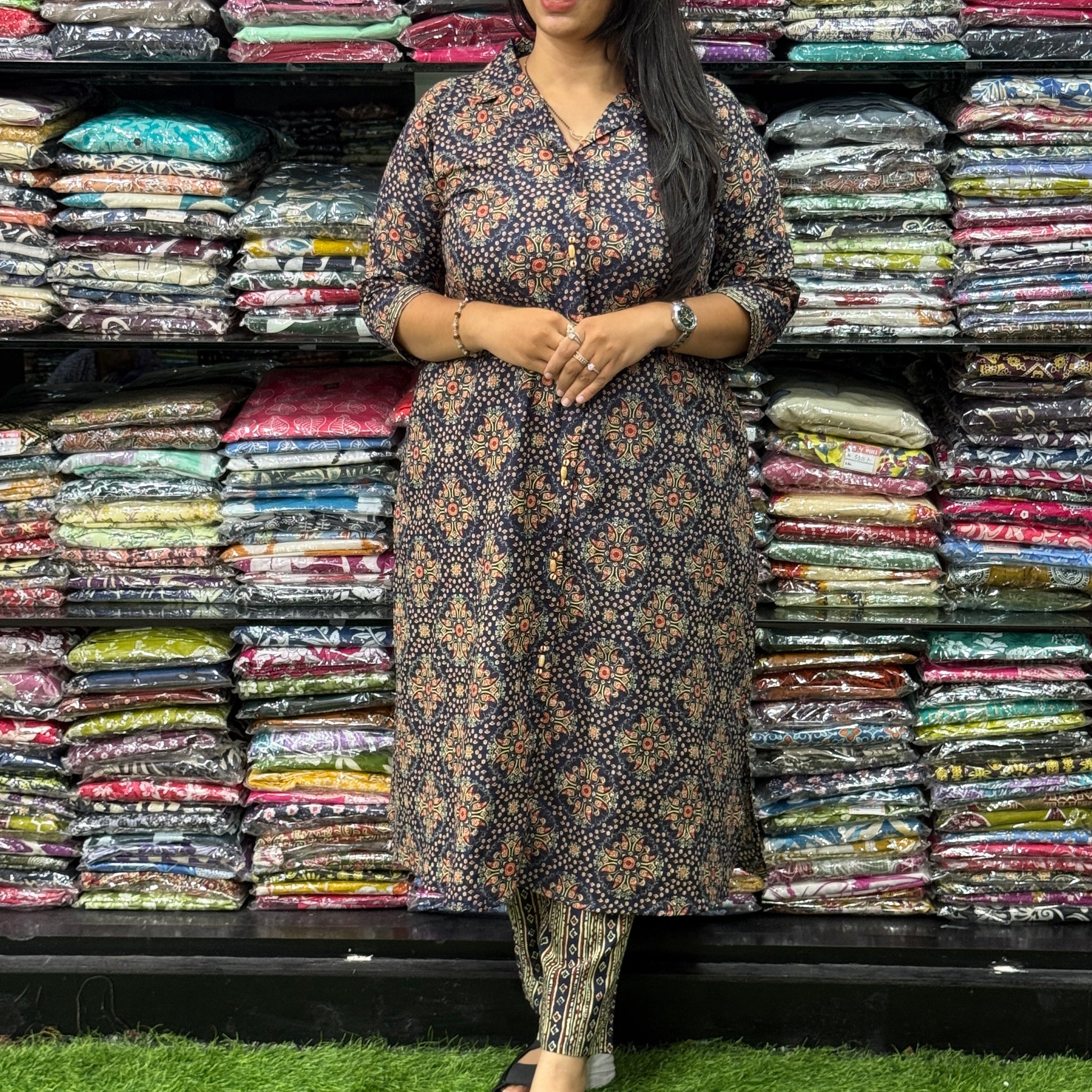 ALINE KURTI WITH PANT (PURE CAMRIC COTTON)