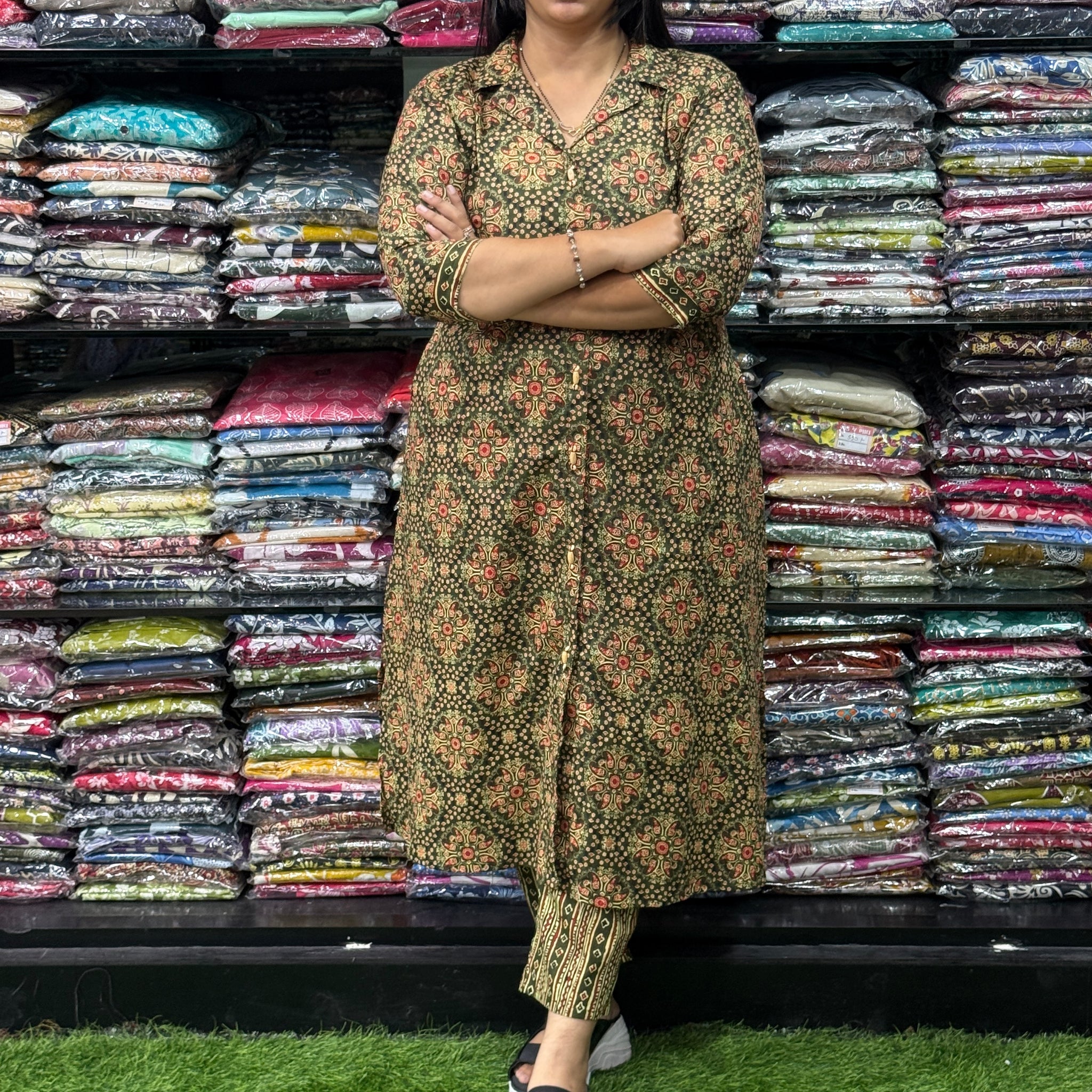 ALINE KURTI WITH PANT (PURE CAMRIC COTTON)