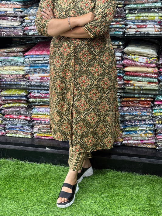ALINE KURTI WITH PANT (PURE CAMRIC COTTON)