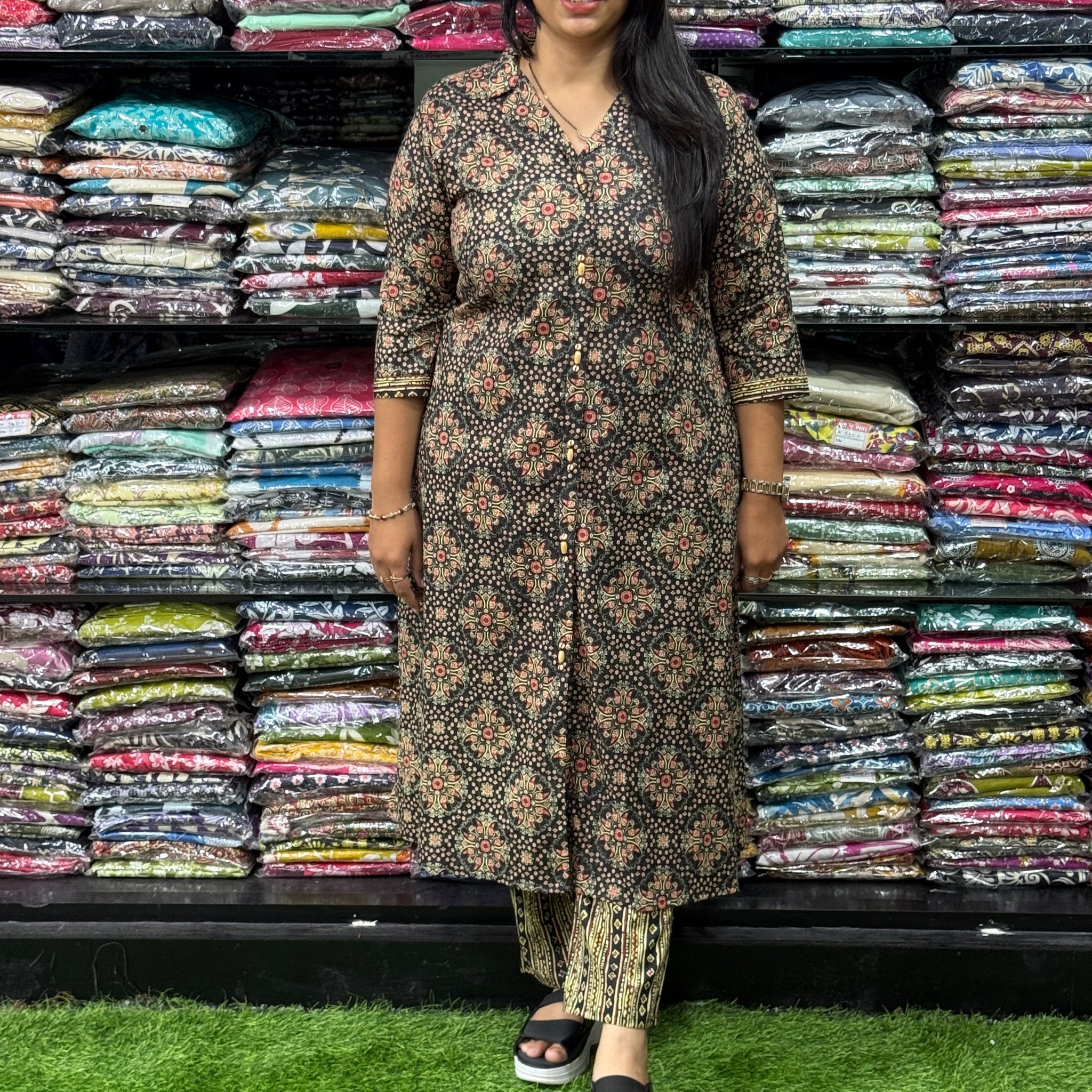 ALINE KURTI WITH PANT (PURE CAMRIC COTTON)