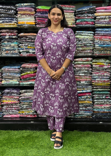 ALINE KURTI WITH PLAZO (PURE CAMRIC COTTON)