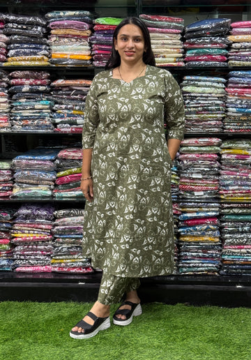 ALINE KURTI WITH PLAZO (PURE CAMRIC COTTON)