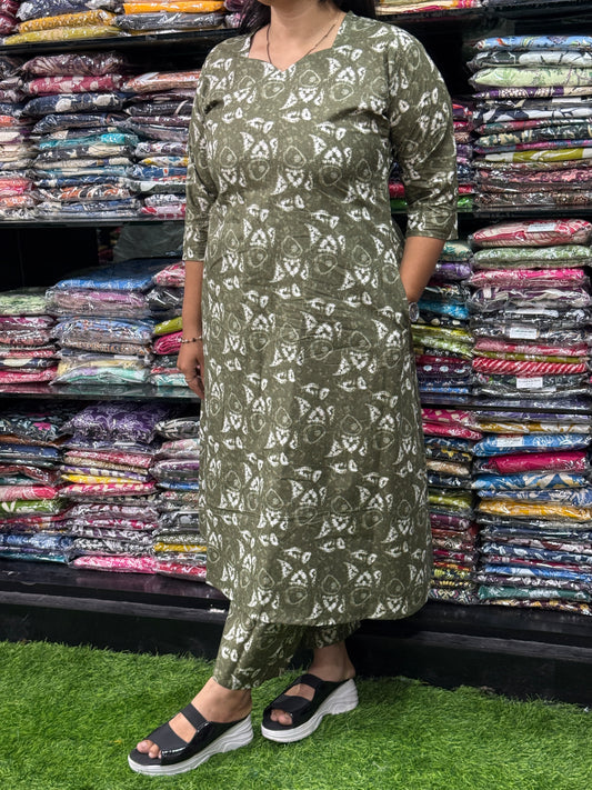 ALINE KURTI WITH PLAZO (PURE CAMRIC COTTON)